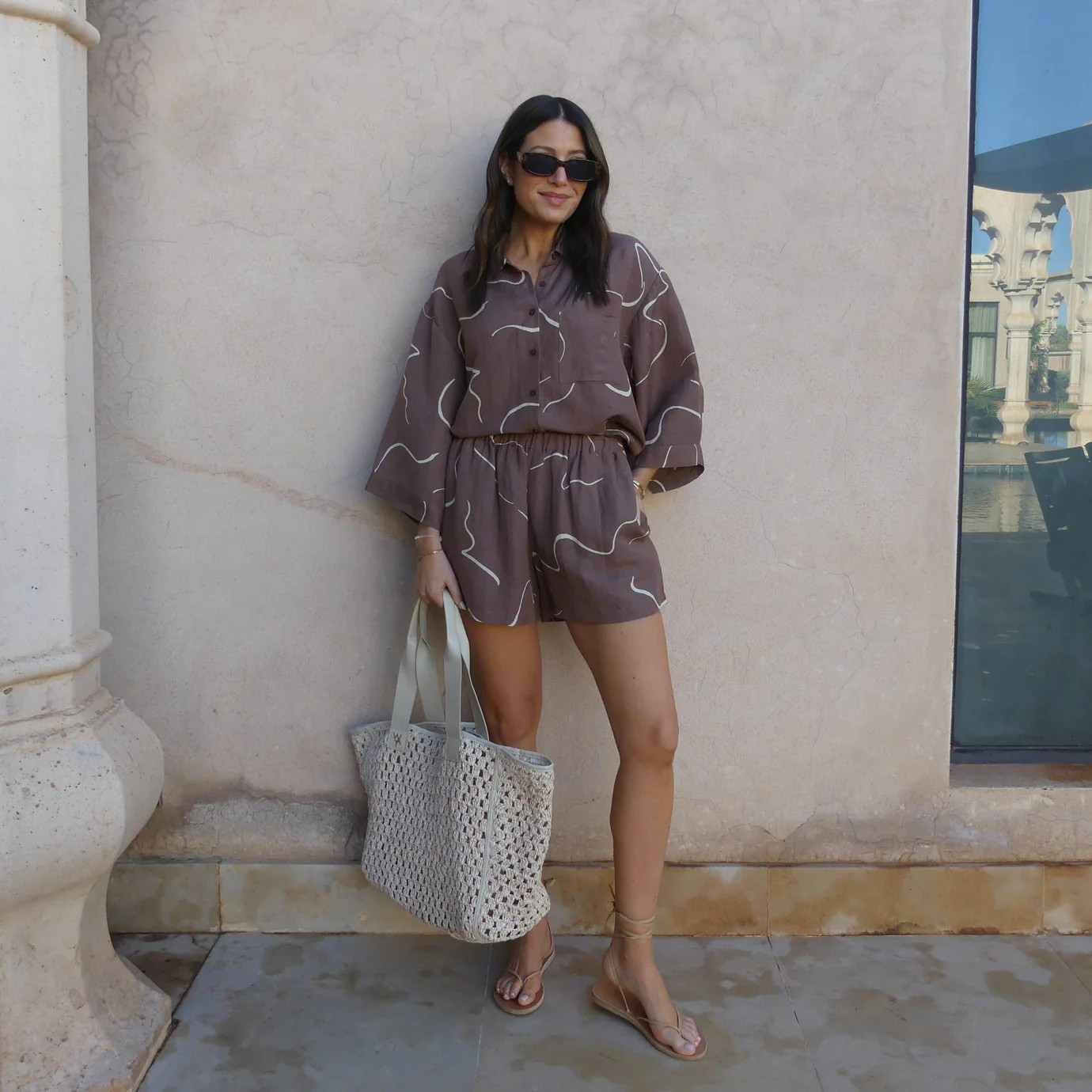 MOVEMENT PRINT LINEN SHORTS - MALT | WAT The Brand