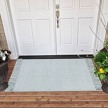 OJIA Washable Entryway Rugs Indoor Kitchen Rugs 2'x4.3', Hand-Woven Farmhouse Bathroom Rugs Cotto... | Amazon (US)