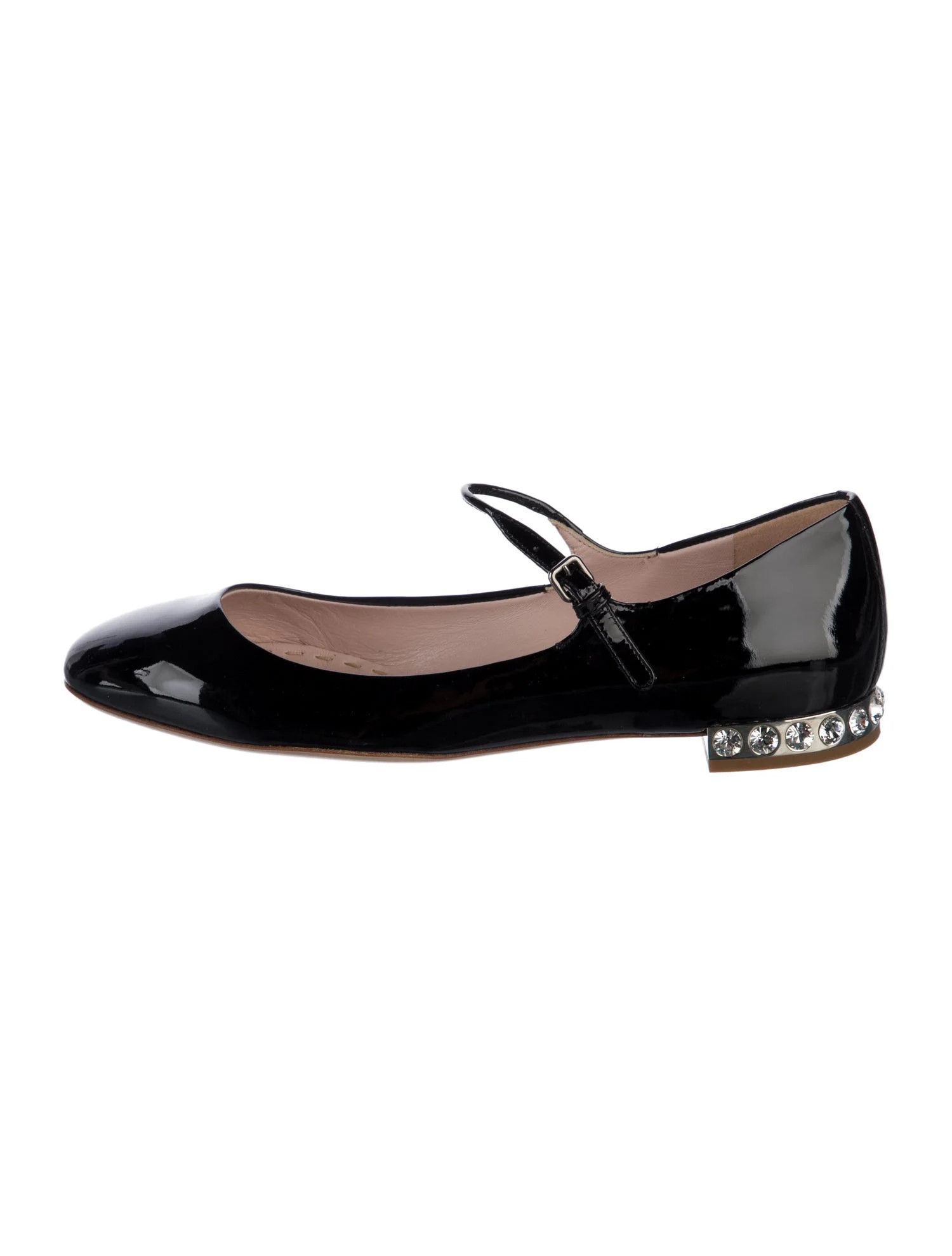 Patent Leather Crystal Embellishments Mary Jane Flats | The RealReal