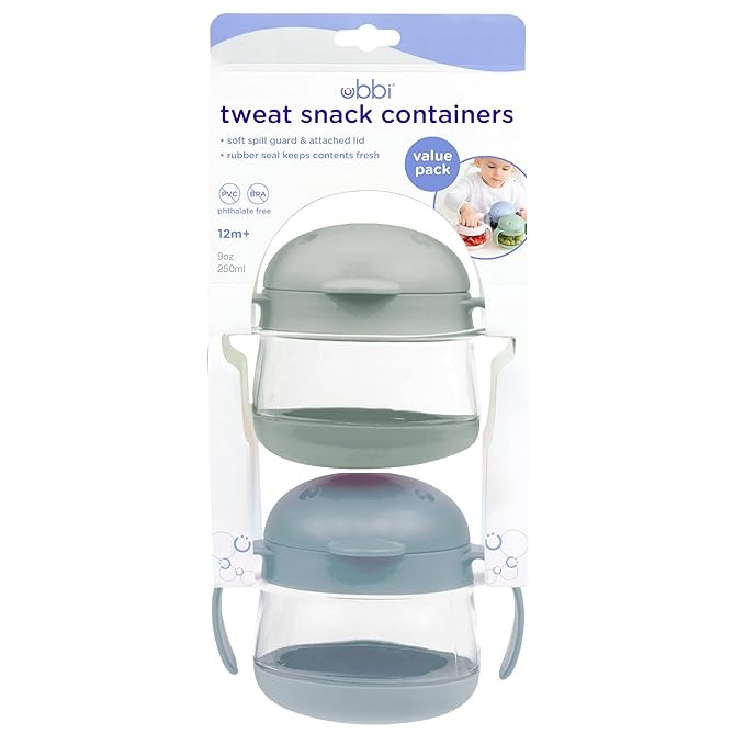 Ubbi Tweat No Spill Snack Container for Kids, BPA-Free, Toddler Snack Container, Sage & Blue | Amazon (US)