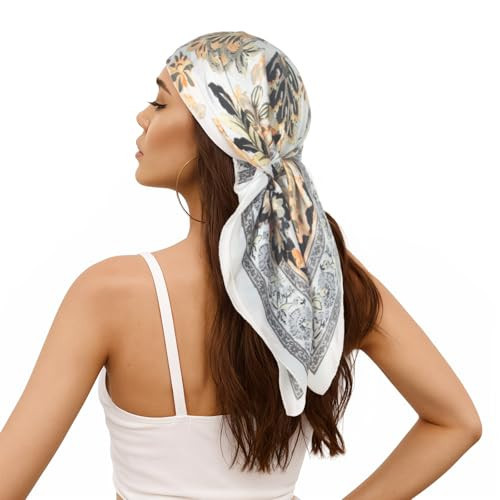 RIIQIICHY 27.5” Head Scarf for Women Hair Wrapping Like Silk Neck Scarves Square Banabana | Amazon (US)