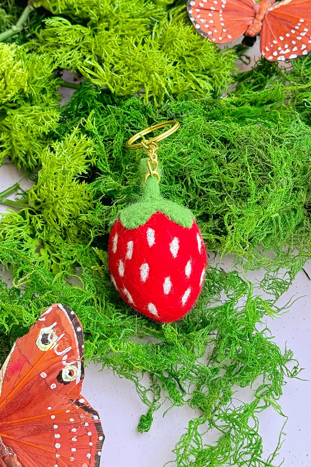 Golden Hour Designs Felt Strawberry Keychain | Free People (Global - UK&FR Excluded)
