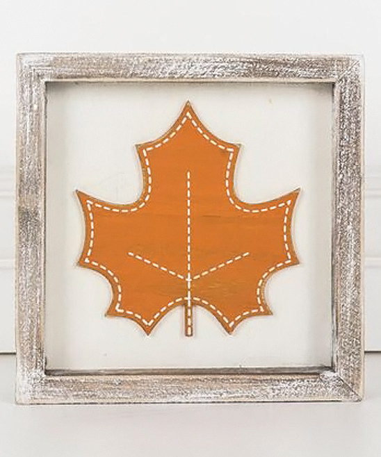 Adams & Co. Block Signs - White & Orange Leaf Box Sign | Zulily