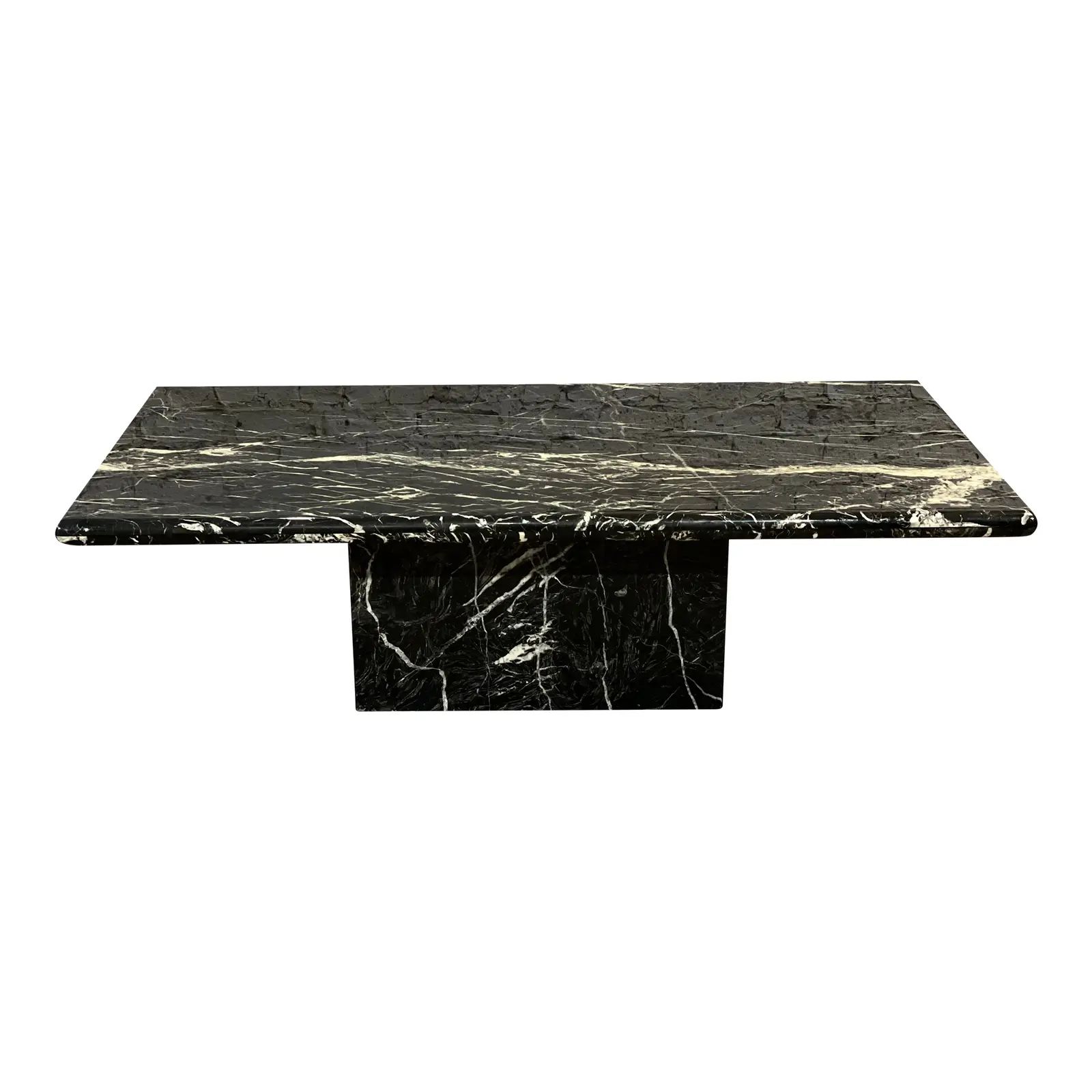 Postmodern Nero Marquina Marble Coffee Table | Chairish