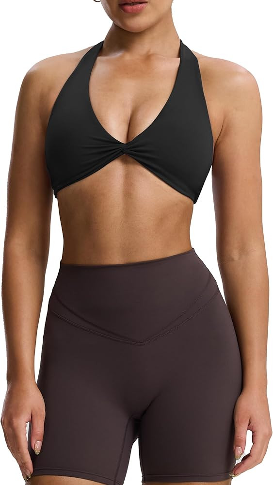 Aoxjox Women's Workout Halter Sport Bras Fitness Rosie Bra Yoga Crop Tank | Amazon (US)