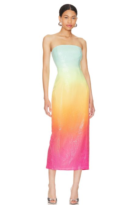 Rainbow sequin dress, wedding guest dress, multi color ombré dress, black tie dress 

#LTKstyletip #LTKwedding #LTKFind