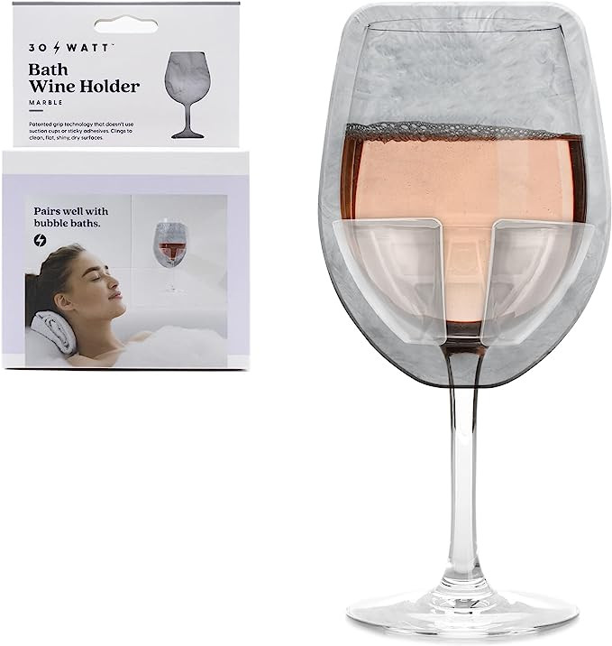 30 Watt Silicone Wine Glass Holder for Bath & Shower, Give The Gift of an at Home Spa Bathtub Rel... | Amazon (US)
