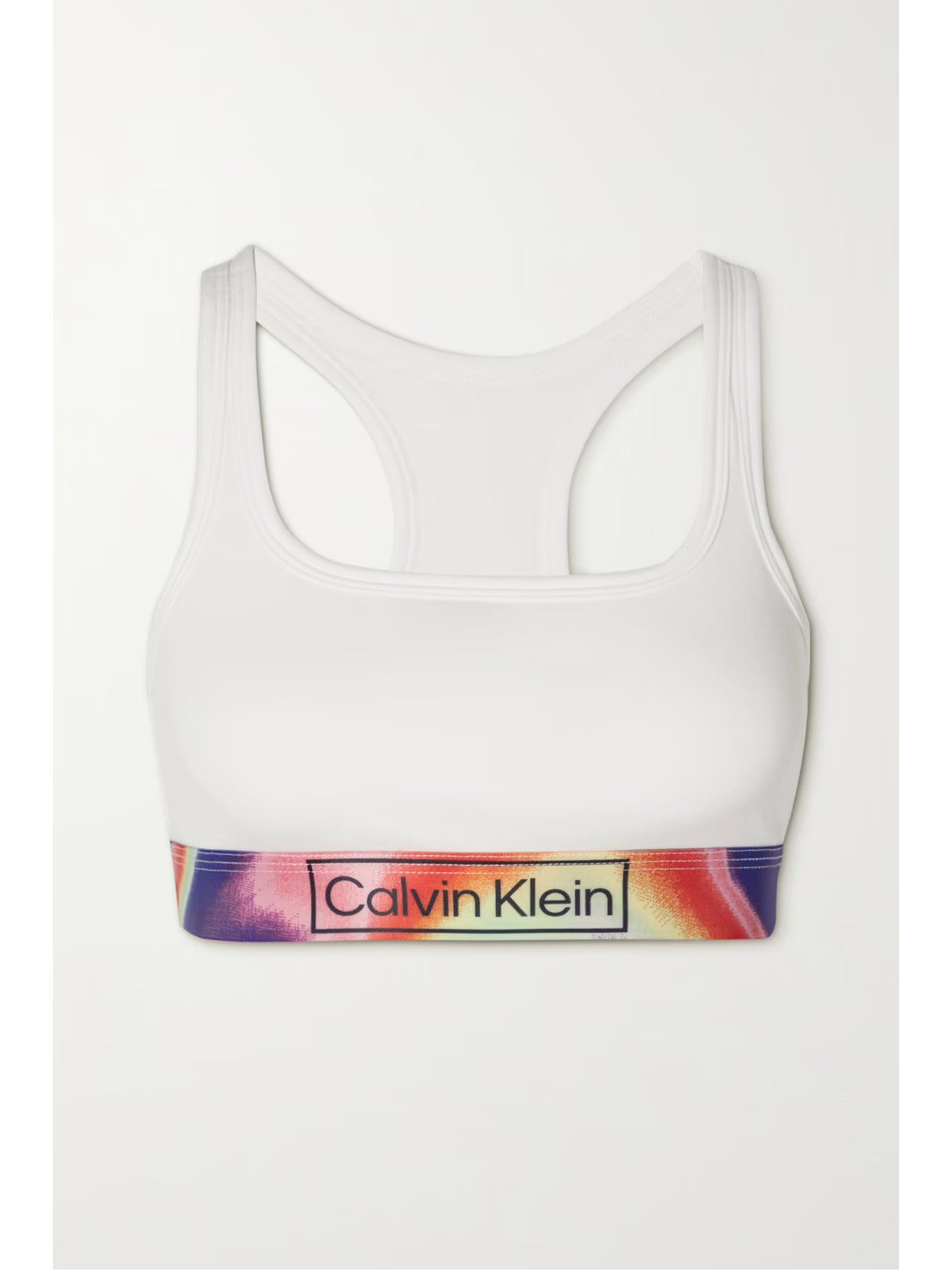 Calvin Klein Underwear - Reimagined Heritage Pride Printed Stretch-cotton Jersey Soft-cup Bra - Whit | NET-A-PORTER (US)