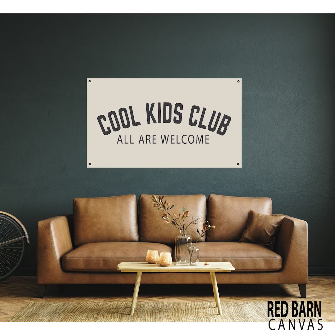 Cool Kids Club All Natural Canvas Flag Banner Sign, Wall Tapestry - Etsy | Etsy (US)