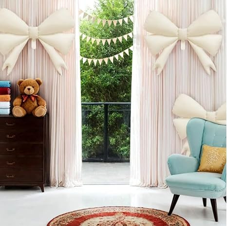 FBQ 3 Pcs White Giant Bow Balloons Bow Themed Baby Shower Wedding Birthday Party Supplies | Amazon (US)