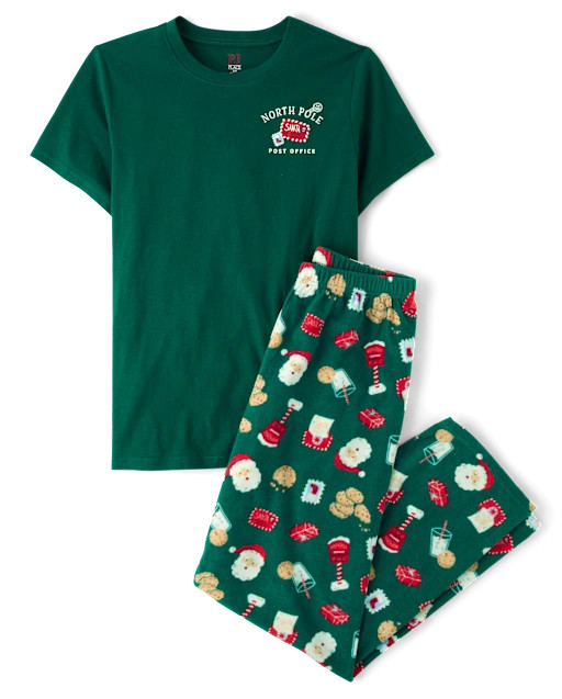 Mens Matching Family Santa Letter Cotton And Dream Fleece Pajamas - Green | The Children's Place