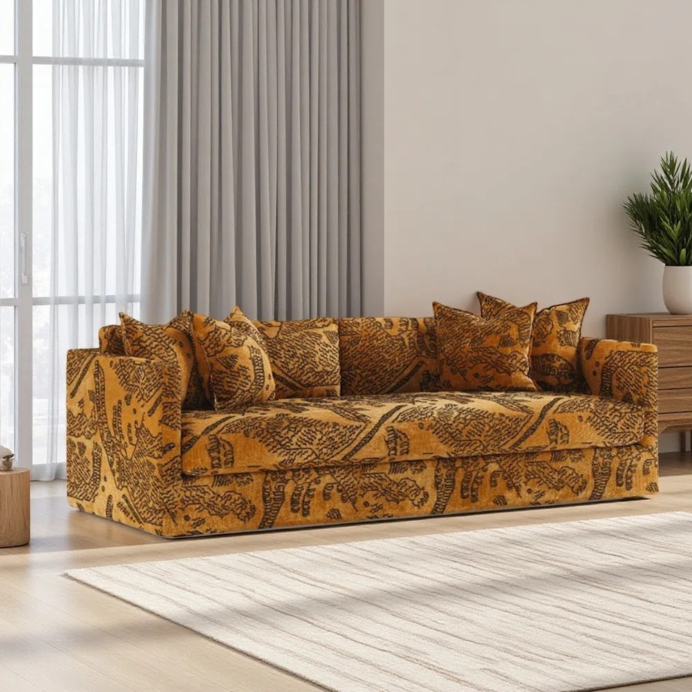 French Retro and Simple Yellow Sofa | Wayfair North America