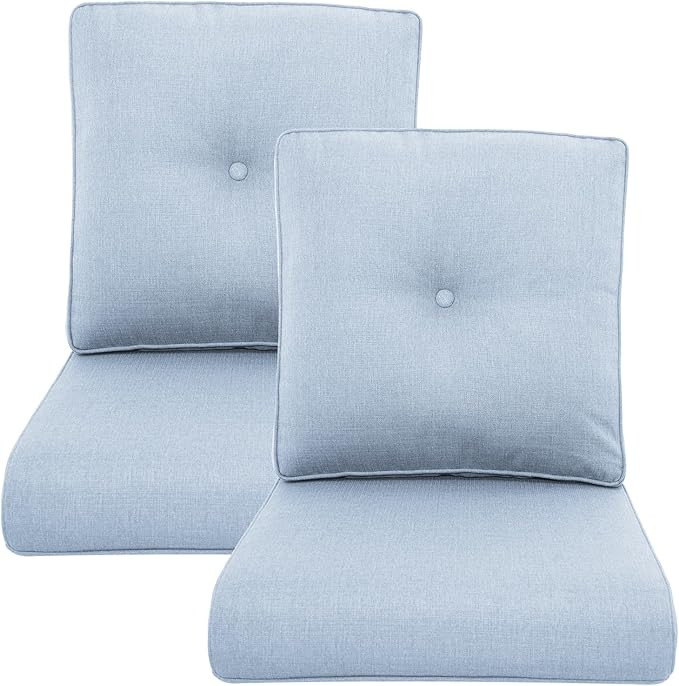 Outdoor Wicker Chair Cushions 2 Packs - Outside High Back Thick Water-Resistant Cushion 22x24 wit... | Amazon (US)