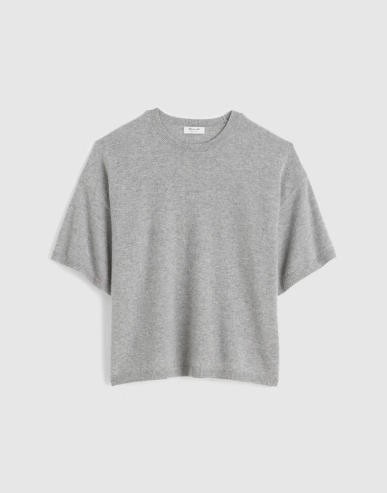 Short-Sleeve Sweater Tee in 100% Cashmere | Madewell | Madewell