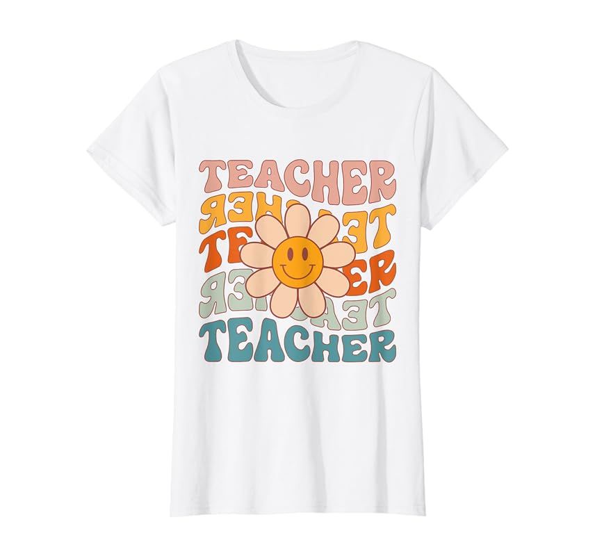Retro Teacher Daisy Colorful - Elementary School Teacher T-Shirt | Amazon (US)