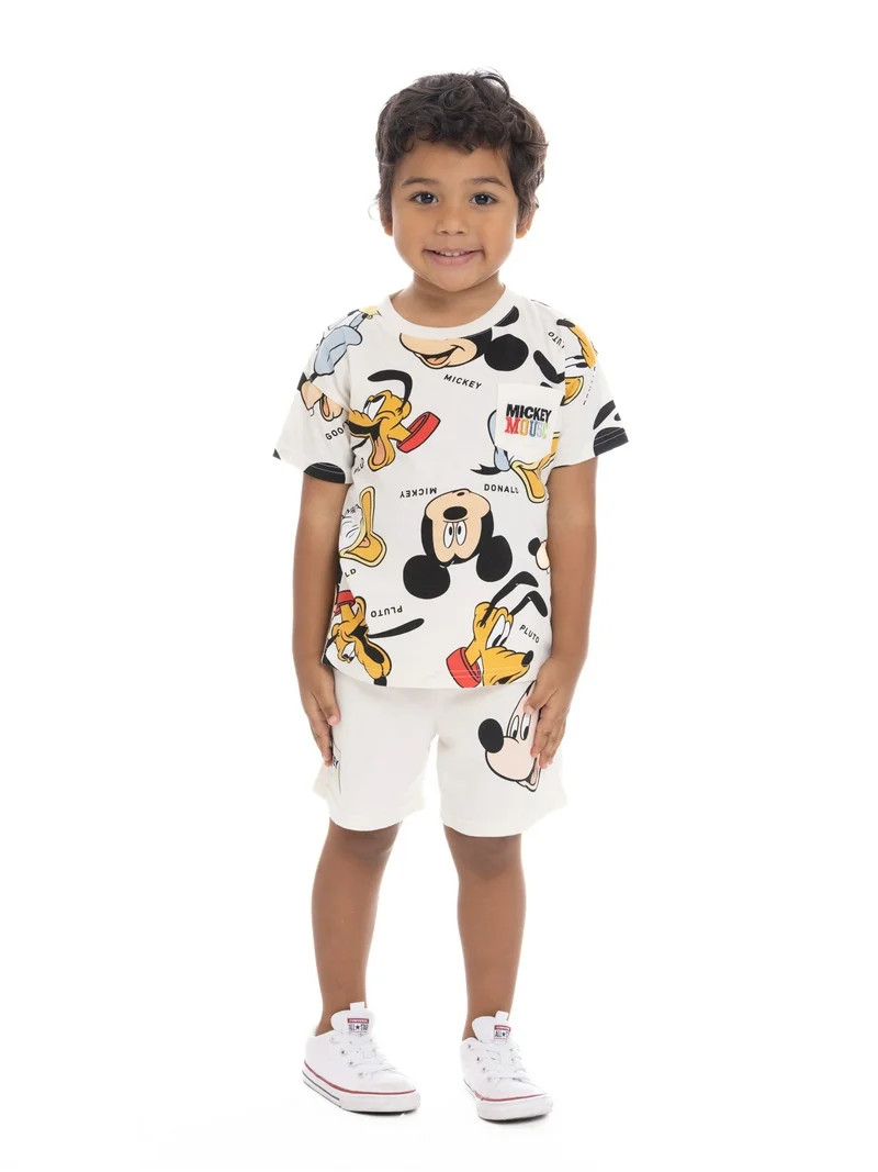 Disney Mickey Mouse & Friends Toddler Boys Graphic Tee and Shorts Set, 2-Piece, Sizes 12M-5T | Walmart (US)