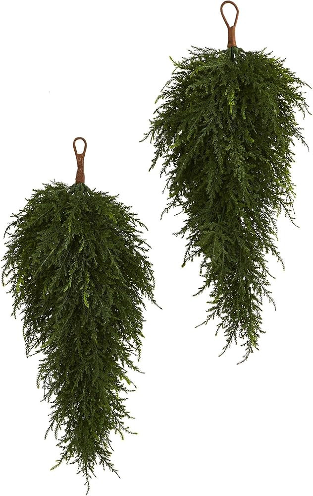 Nearly Natural 26in. Cedar Artificial Teardrop, Set of 2 | Amazon (US)