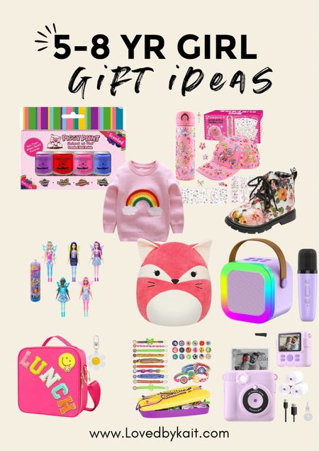 Gift guide for 5 6 7 and 8 year old girls! Ideas from nontoxic fingernail polish to the trendiest squishmallows, to a personal camera! Your girl is sure to love these gift ideas 

#LTKkids #LTKGiftGuide #LTKHolidaySale