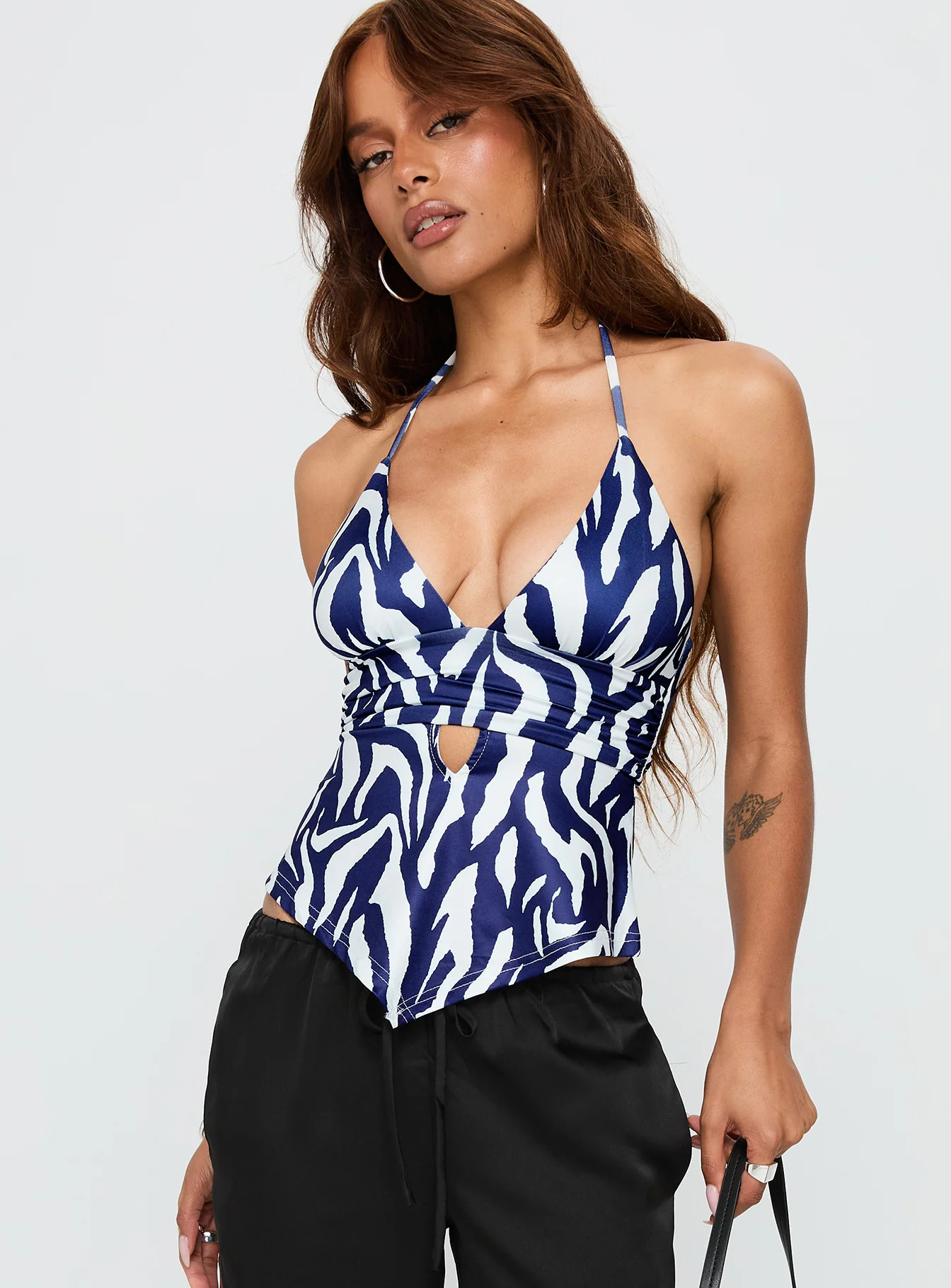 Averee Halter Top Zebra | Princess Polly US