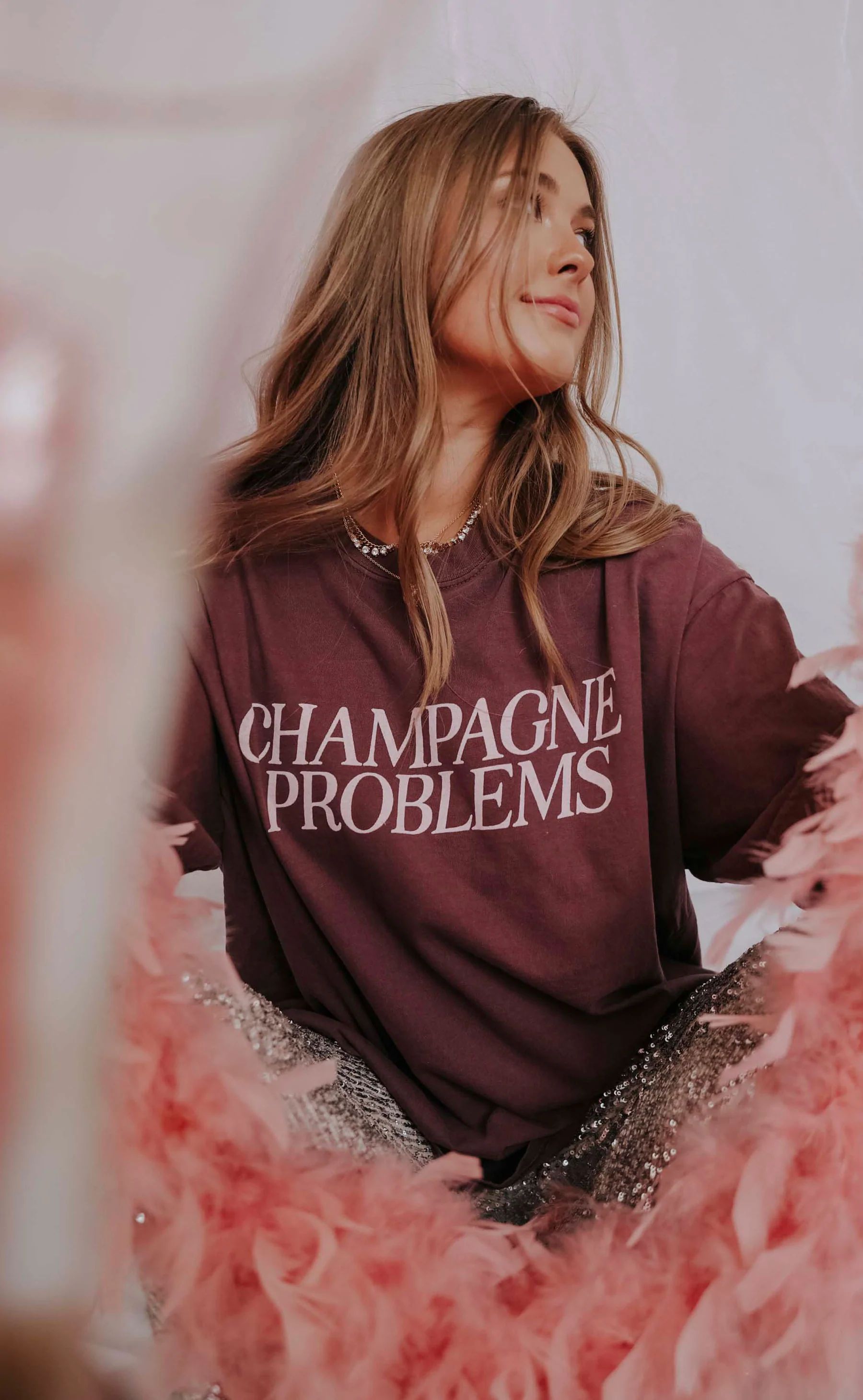 friday + saturday: champagne problems t shirt | RIFFRAFF