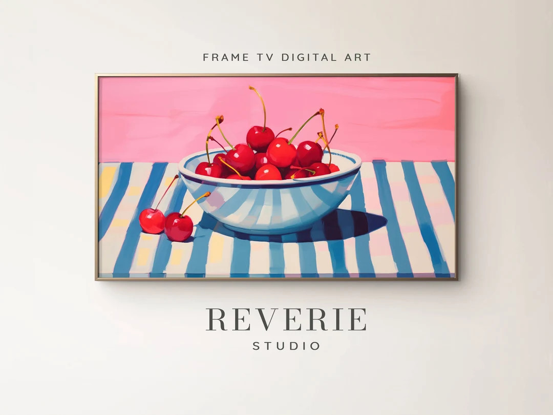 Retro Cherries Frame TV Art, Colorful Mid-century Modern Frame TV Art, Summer and Spring Still Li... | Etsy (US)