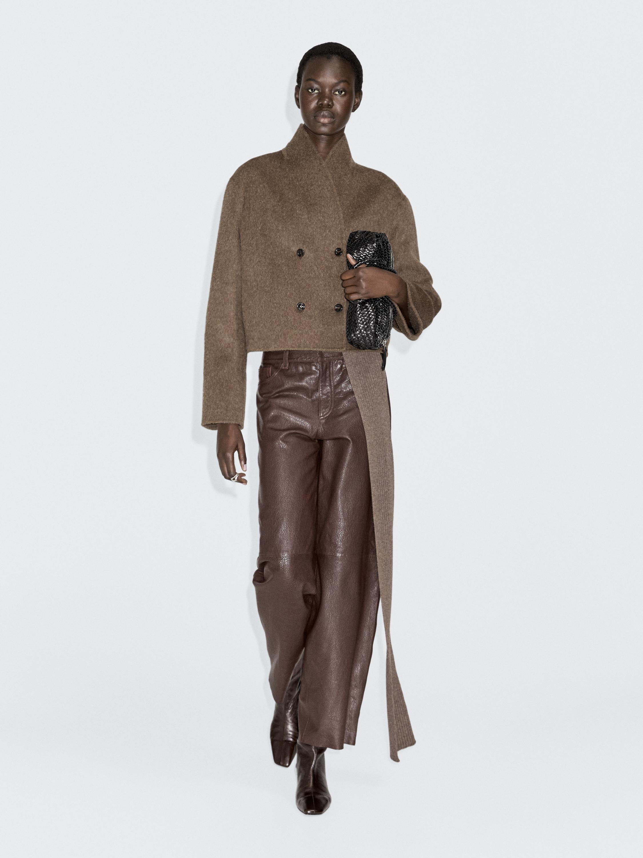 Short wool blend double-breasted jacket | Massimo Dutti UK