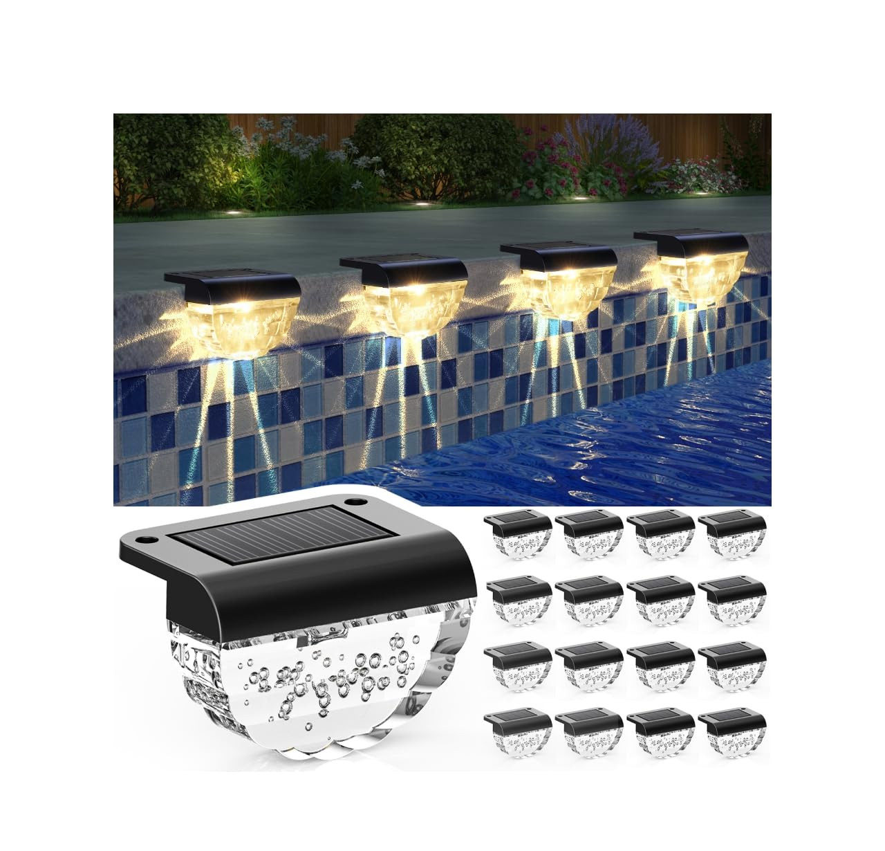 16 Pack Solar Deck Lights Outdoor, Solar Step Lights Waterproof for Outside, Yard, Patio, Garden,... | Amazon (US)