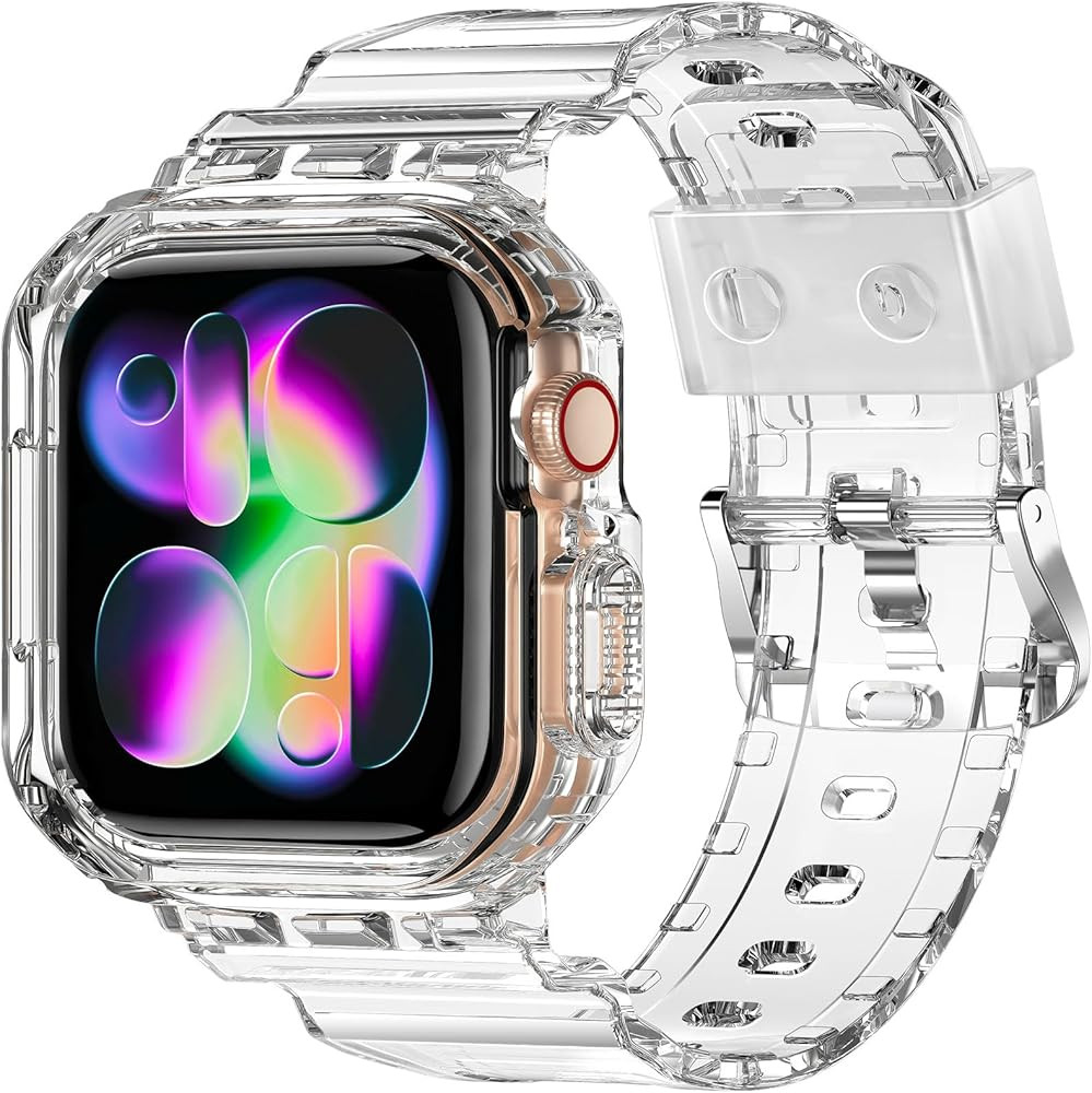 XYF Compatible for Crystal Clear Apple Watch Bands, 49mm 46mm 45mm 44mm 42mm 41mm 40mm 38mm Bumpe... | Amazon (US)