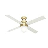 Hunter Fan Company, 59320, 52 inch Hepburn Modern Brass Ceiling Fan with LED Light Kit and Wall Cont | Amazon (US)