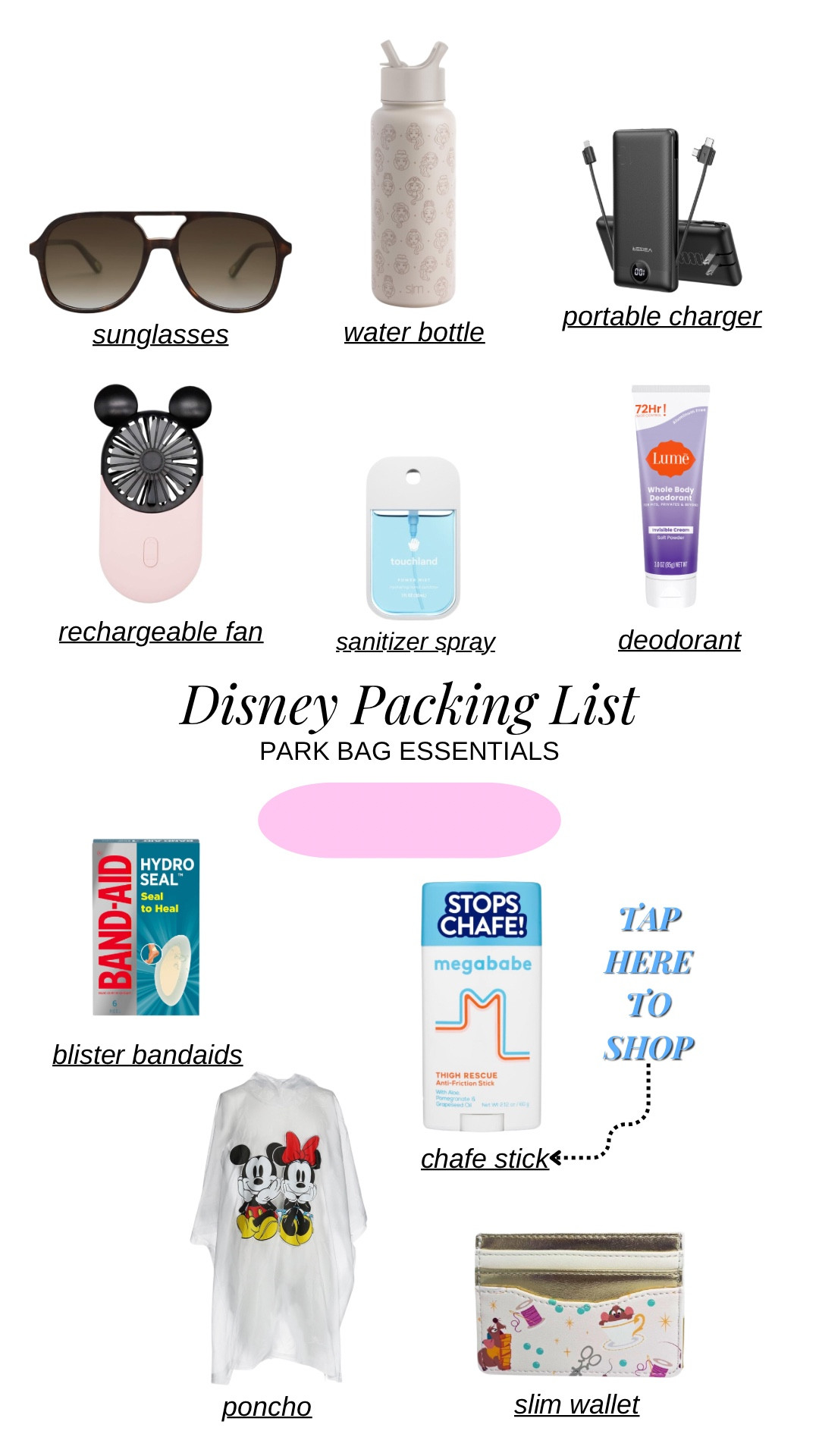 Disney Packing List -Park Bag Essentials 🎒✨#disney #parkbag