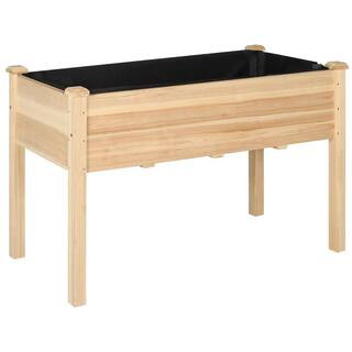 VEIKOUS 47 in. W x 22 in. D x 30 in. H Cedar Wood Raised Garden Bed with Liner, Natural PG0102-01... | The Home Depot