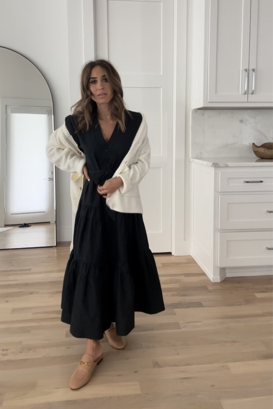 Teacher outfit: black dress size xxs petite, cardigan size xxs, mules size 7

#LTKSale #LTKfindsunder100 #LTKworkwear