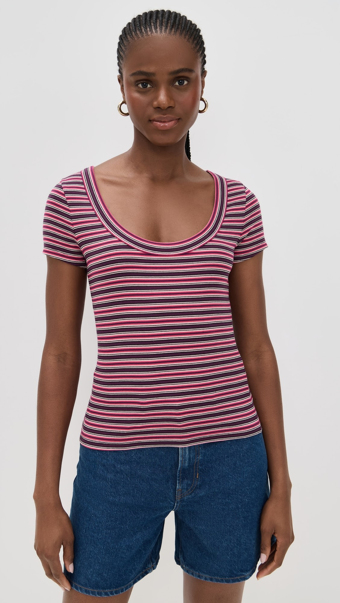 Regenerative Cotton Ribbed Scoop Neck Tee | Shopbop