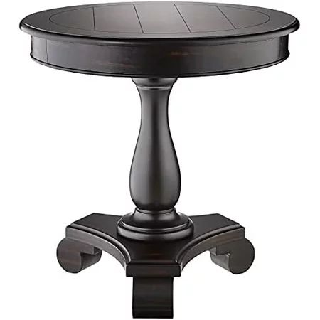 Rene Round Wood Pedestal Side Table Black | Walmart (US)