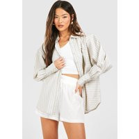 Womens Linen Look Tie Waist Shorts - White - 6 | boohoo (US & Canada)