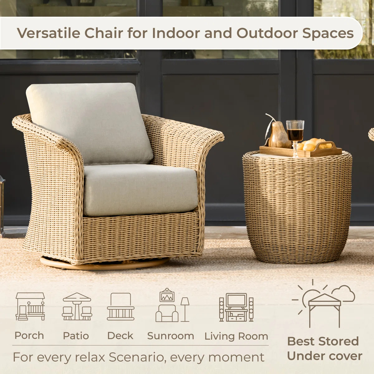 Cimone 3-Piece Outdoor Wicker Swivel Glider Bistro Set | Wayfair North America