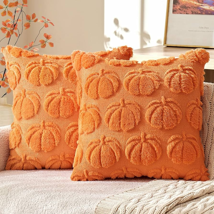 MIULEE Fall Throw Pillow Covers 18x18 Set of 2 Autumn Decorations Orange Pumpkin Accent Pillowcas... | Amazon (US)