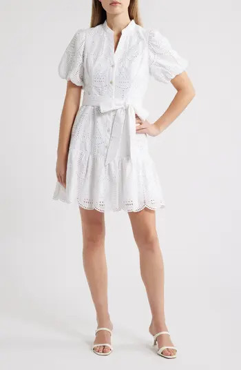 Xylia Tie Belt Cotton Minidress | Nordstrom