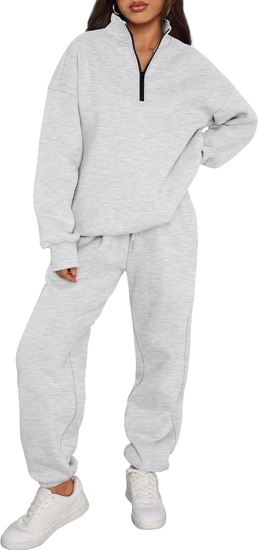 Trendy Queen Womens 2 Piece Outfits Long Sleeve Sweatsuits Half Zip Sweatshirts with Fleece Jogge... | Amazon (US)