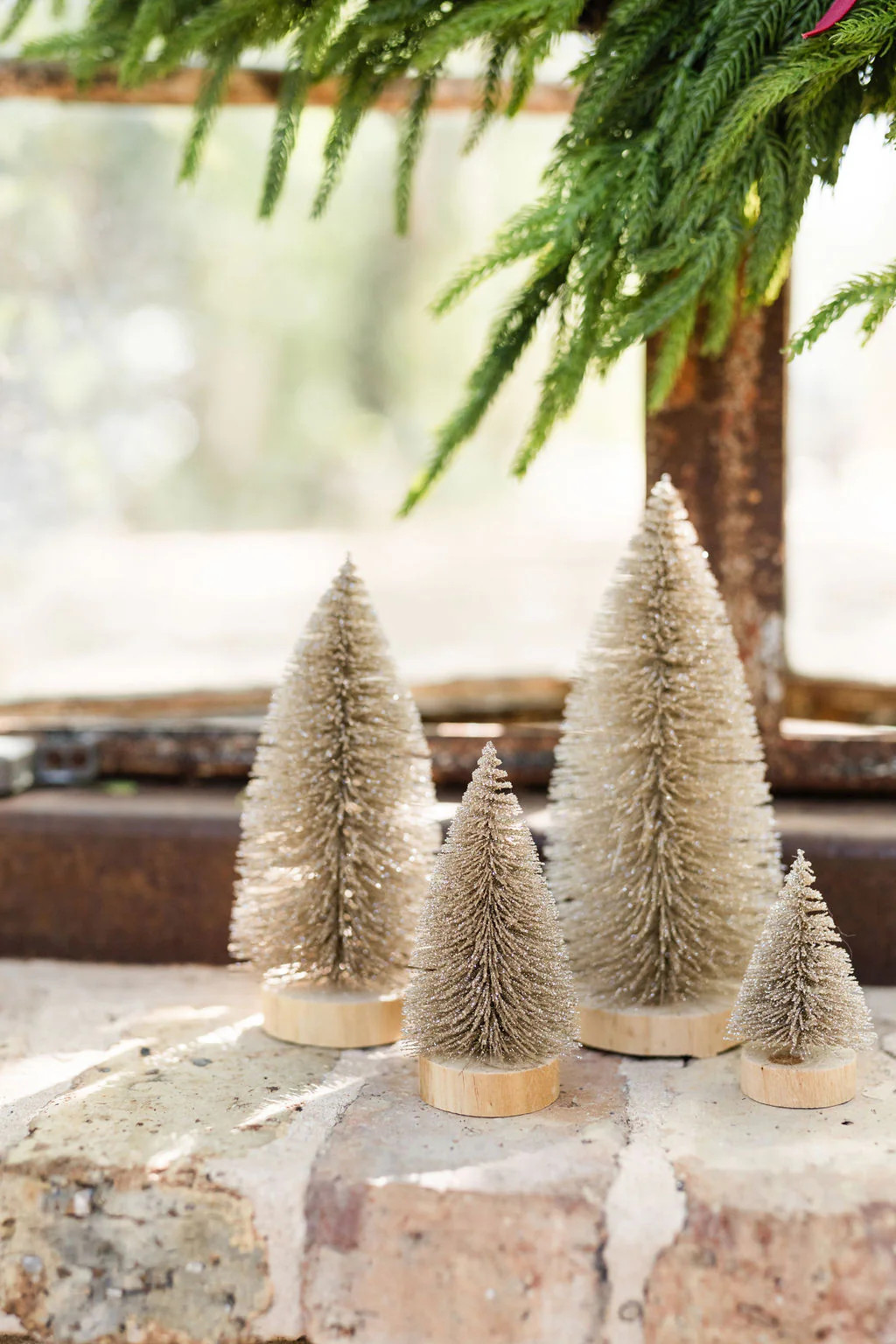 Gold Bottle Brush Trees Set of 4 | Cottage and Key