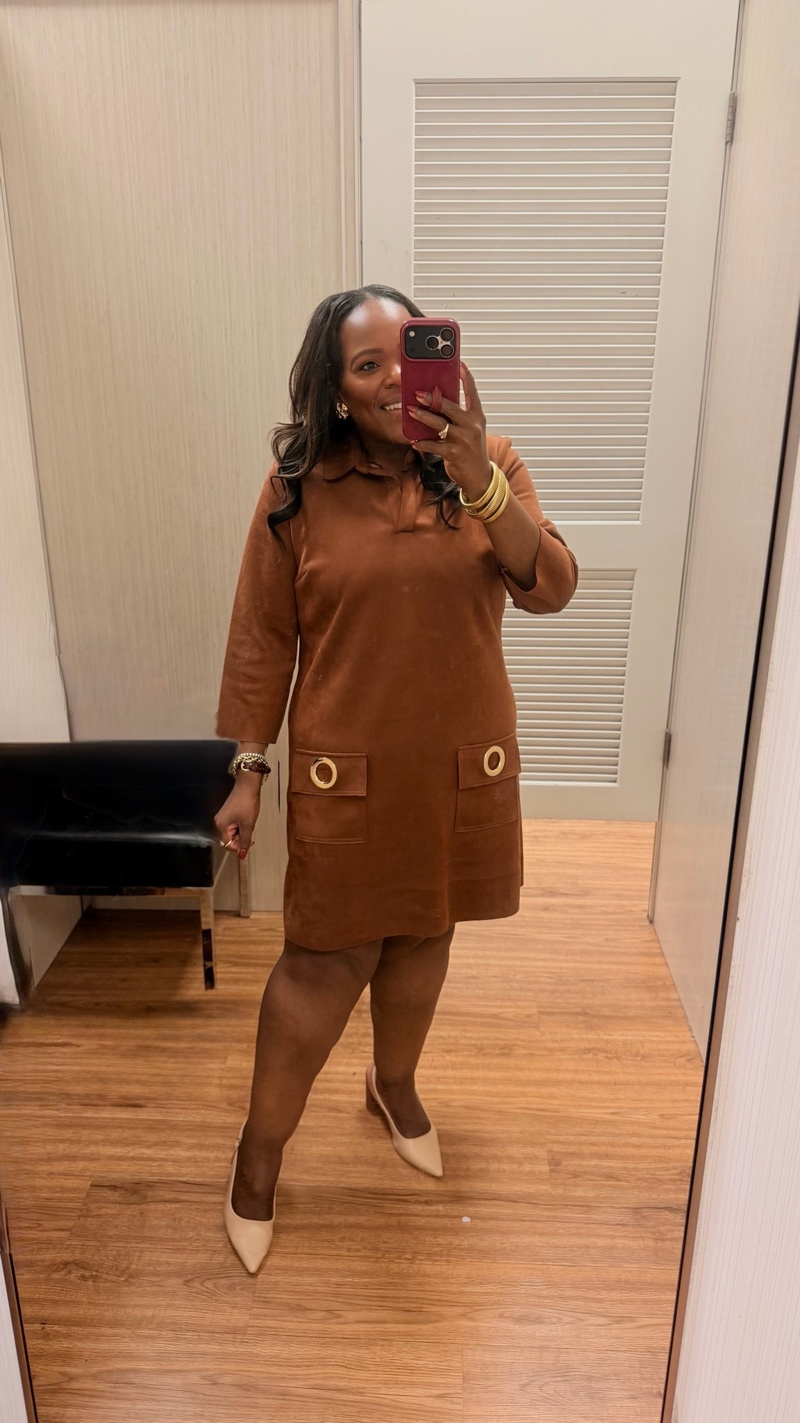 Adore this faux suede dress from @Belk I’m wearing the xl petite and it’s perfect! My height is 5’0!
