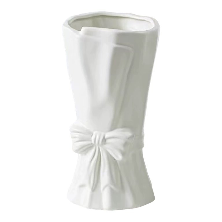 Vase With Bow Ceramic Vase Vase With Bow White Vase Bow Donut Shaped Vase Vase With Vase(D,One Si... | Walmart (US)