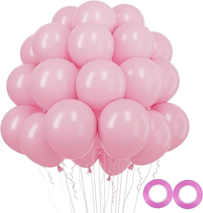 RUBFAC Pastel Pink Balloons Latex Party Balloons 100pcs 12 Inch Light Pink Balloons for Birthday ... | Amazon (US)