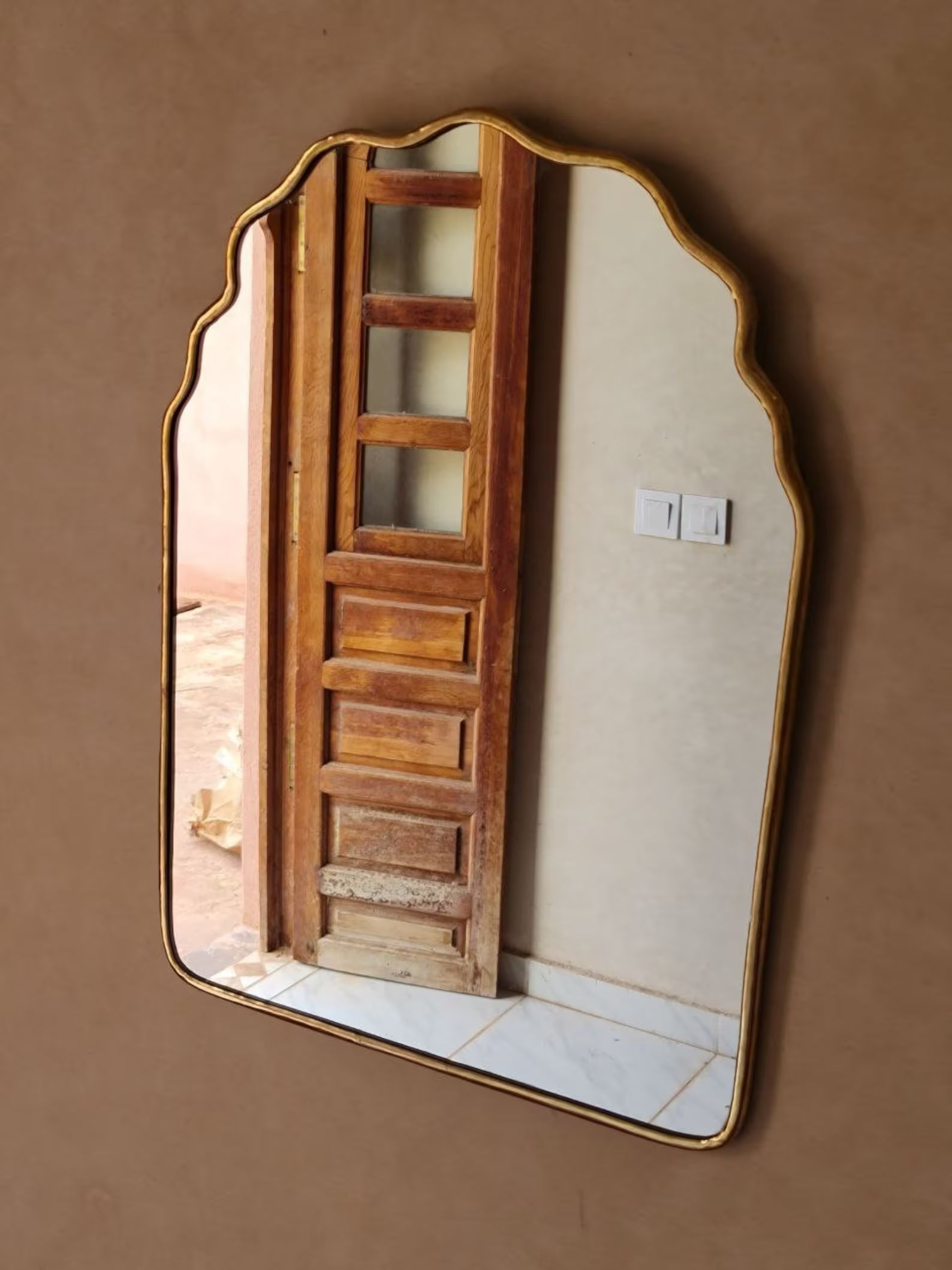 Italian Curved Antiqued Brass Mirror Butterfly Irregular Mirror, Gold Brass Mirror, Bathroom Mirr... | Etsy (US)
