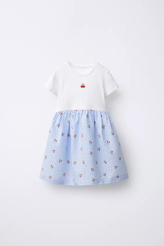 COMBINED PRINTED SEERSUCKER DRESS | Zara US