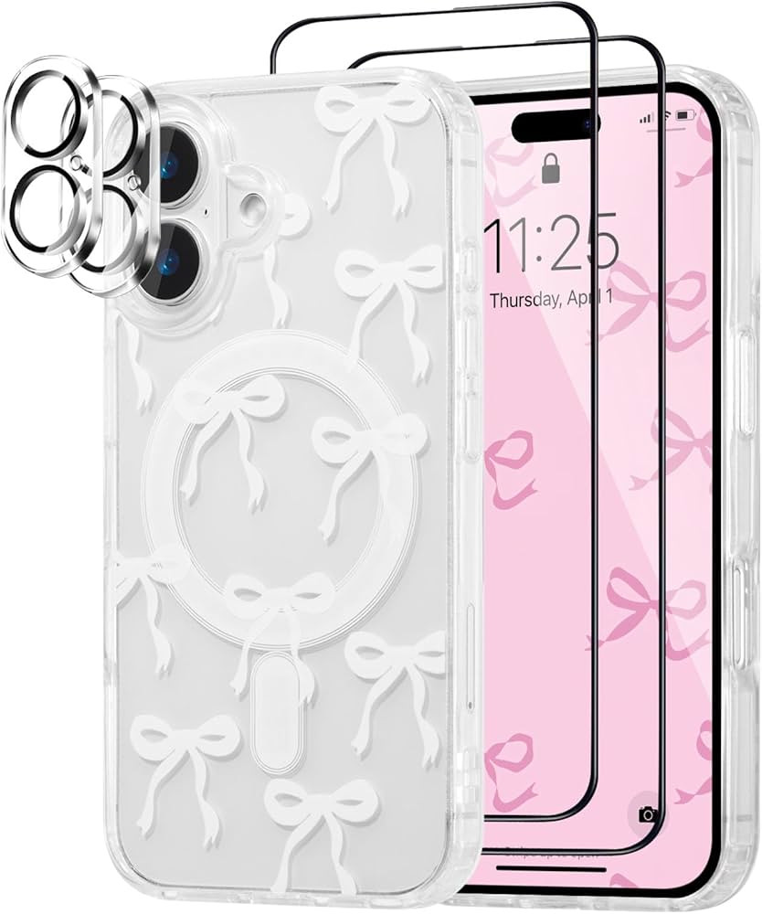 UEEBAI Magnetic for iPhone 16 Case, Bow Case Compatible with MagSafe, 2-Pack [Screen Protector + ... | Amazon (US)