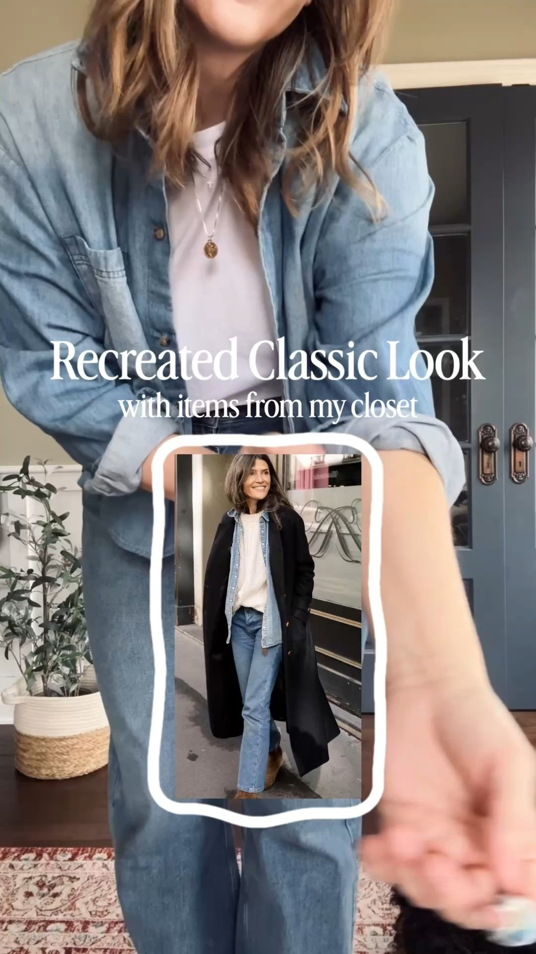 Recreated classic Look with Items from my Closet 

Tee- Old Navy - tts 
Cropped Denim Shirt - old from
Old Navy but linking others 
Jeans- Gap - tts 
Trench - Vintage but linking others
Loafers- Freda Salvador - sizes 8 and up go up half a size - code: jena10 
Bag- Quince 
Sunnies - Maui Jim 
Makeup - Merit 
Blush- Jones Road 
Lips- Versed Spice & OSEA lip booster 

#LTKootd #LTKSeasonal #LTKgrwm