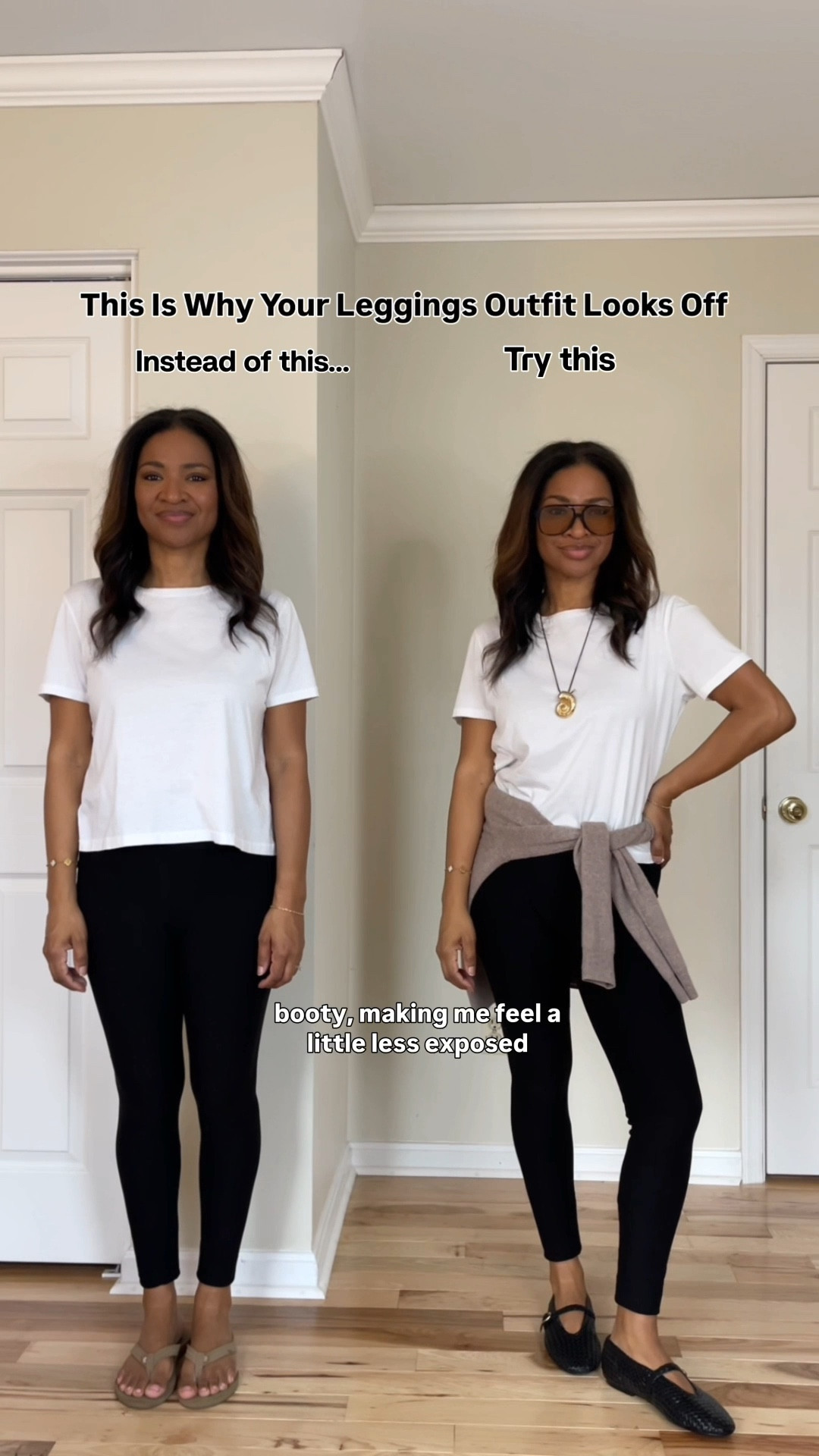 I’m wearing a small in the T-shirt. This T-shirt is originally from Zara. It’s no longer in stock sadly so I have linked a similar one from Aritzia and Old Navy. My leggings are a size medium, I sized up one. They’re from Amazon and soft and lightweight. I’m also linking similar ones just in case. I size down 1/2 in the valet flats. ￼￼

#ltkgrwm #ltkootd #ltkover40