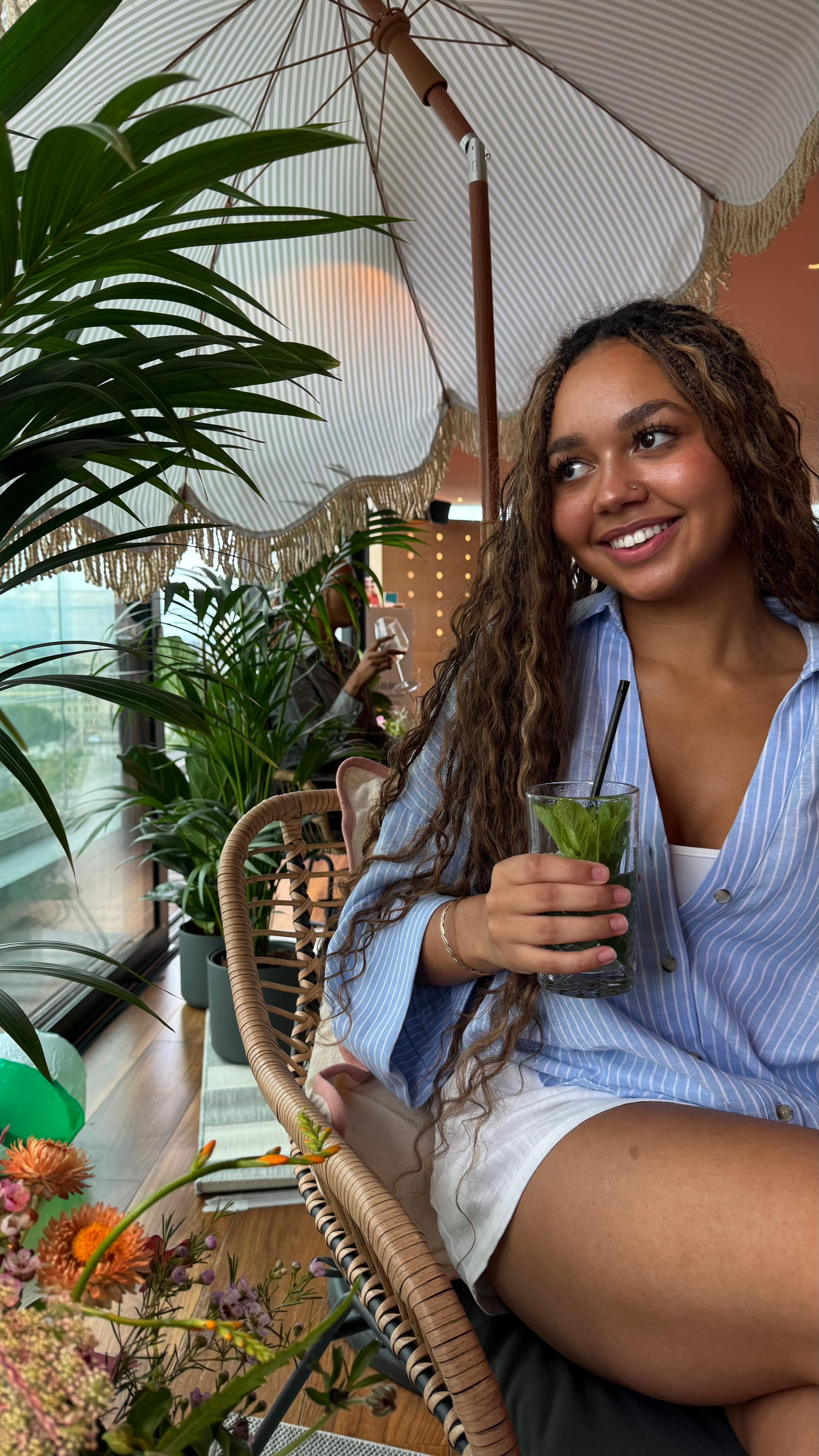Zara blue and white stripe oversized shirt, Whitefox white linen mini skirt 🤍✨ 

 #LTKuk #LTKsummer #LTKdatenight