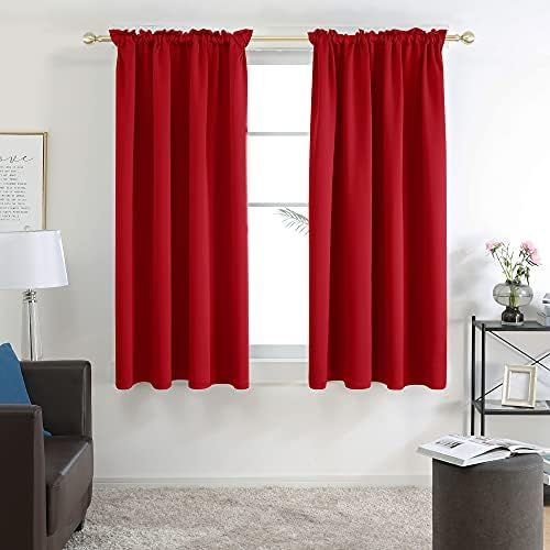 Deconovo Christmas Decorations Rod Pocket Blackout Curtains for Living Room, Curtains 45 Inch Length | Amazon (US)